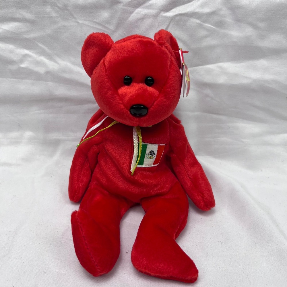 Ty Beanie Babies Osito Mexico Flag Red Bear Plush Toy